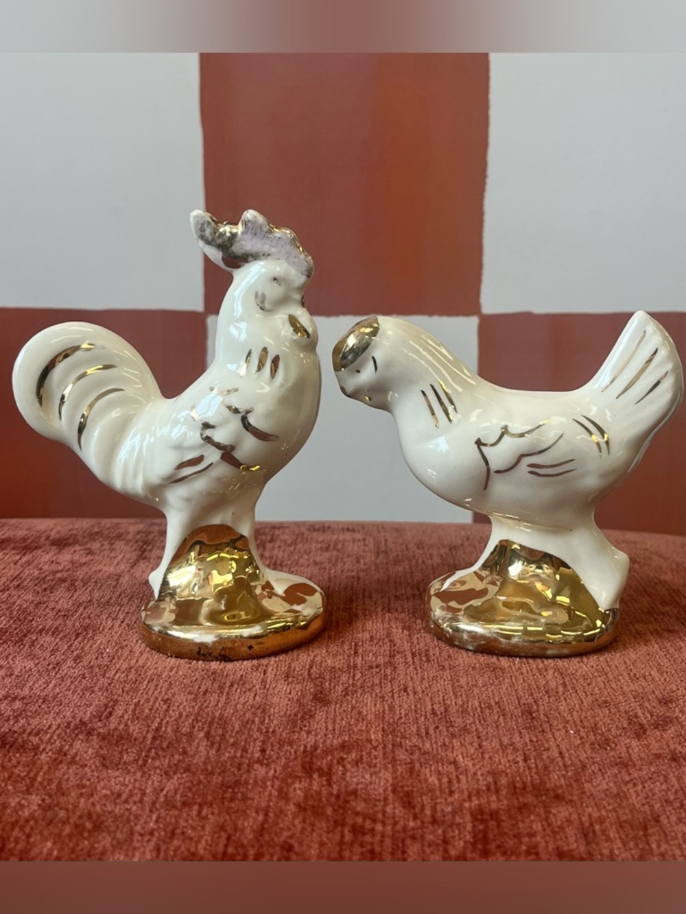 Vintage Rooster & Hen Figurines